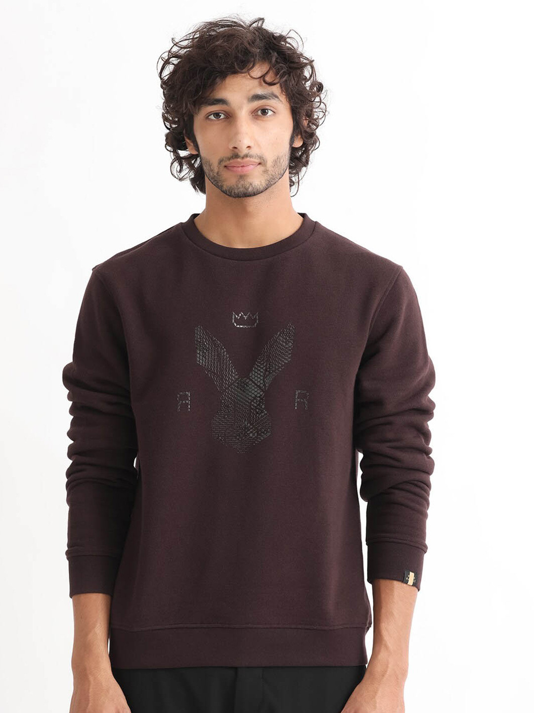 RARE RABBIT Men Voir Graphic Print Logo Sweatshirt