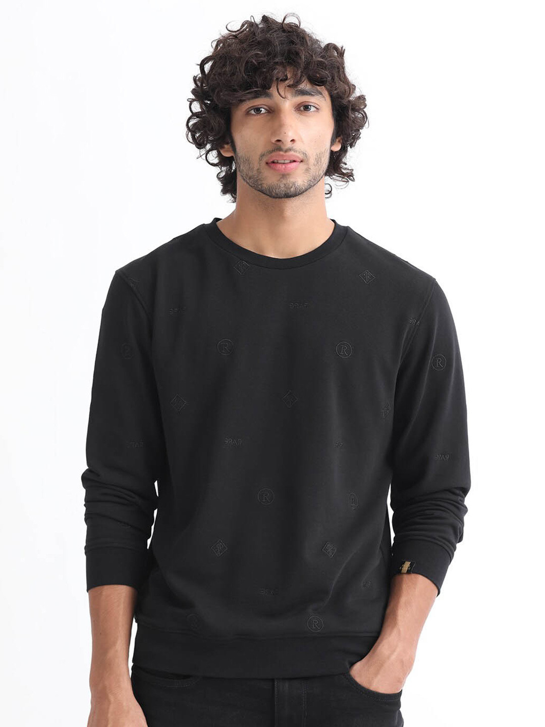 RARE RABBIT Men Astrix Graphic Print Logo Sweatshirt