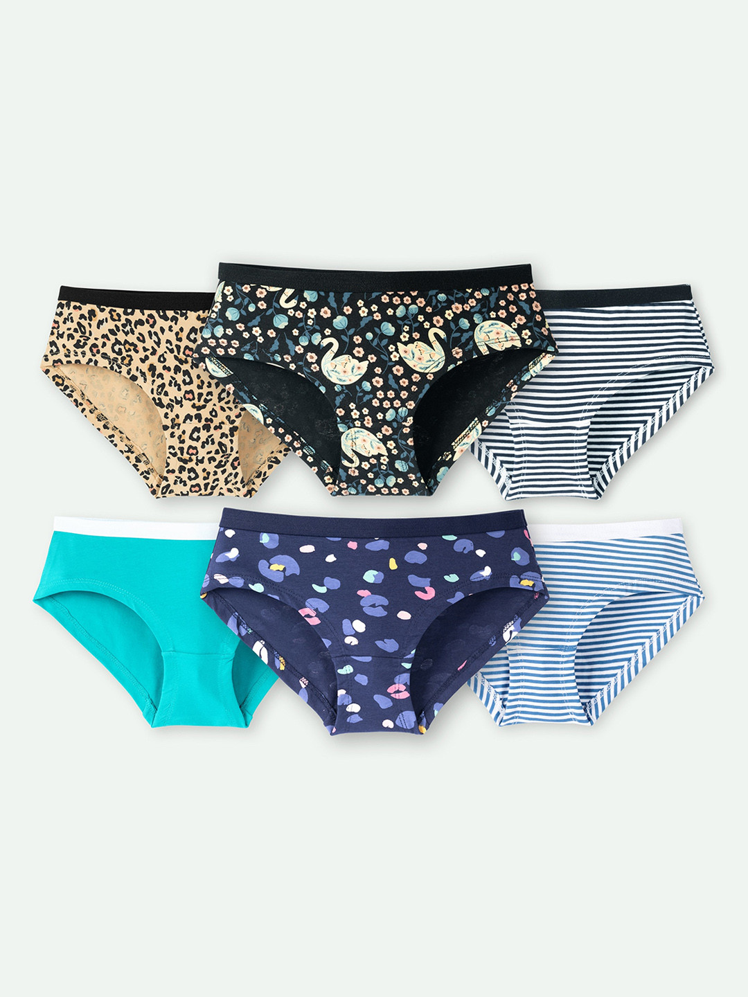 Ariel Girls Cotton Blend Outer Elasticated Basic Briefs Assorted Pack of 6
