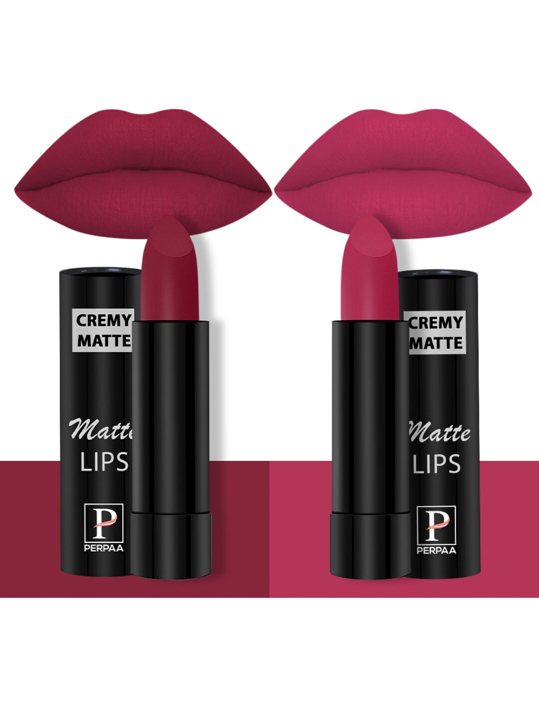 PERPAA Creamy Matte Set Of 2 Long Stay Intense Lipstick - Candy Pink 87-Strawberry Pink 92