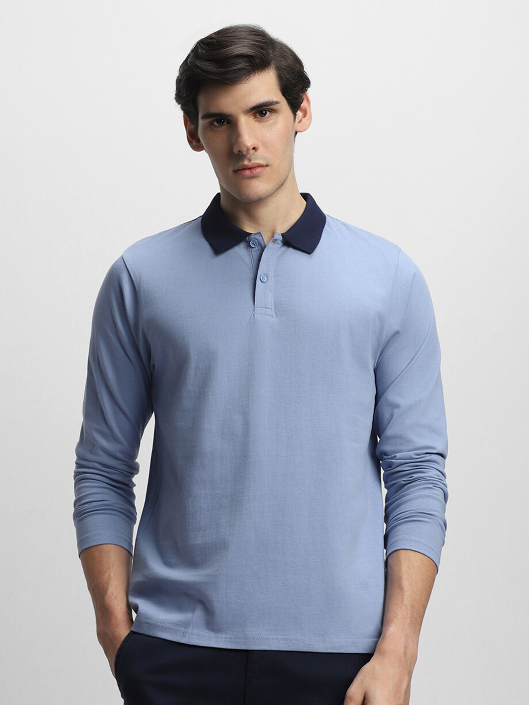 Dennis Lingo Polo Collar Long Sleeves Pure Cotton T-shirt