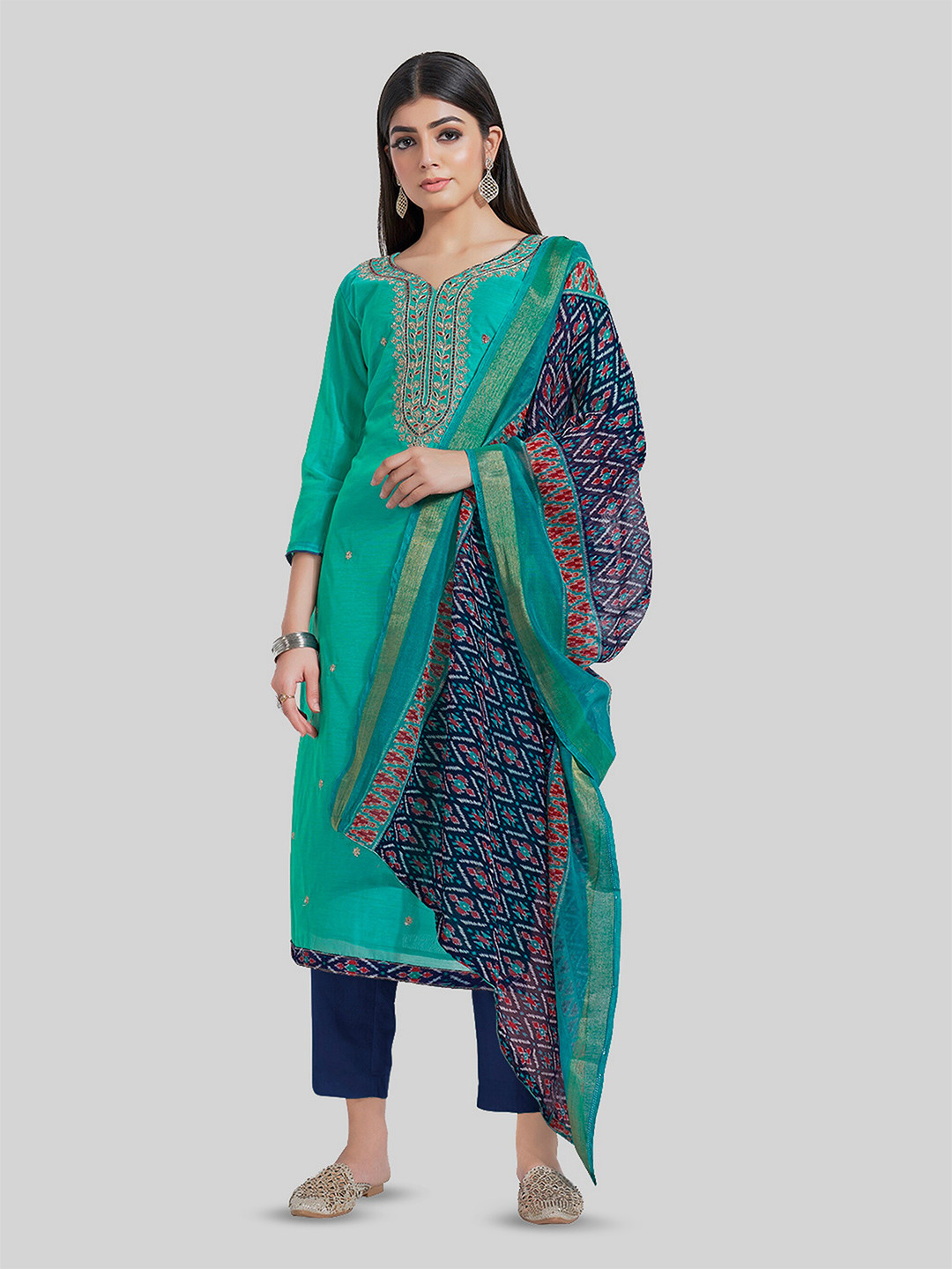 TAVAS Ethnic Motifs Beads & Stones Embroidered Unstitched Dress Material