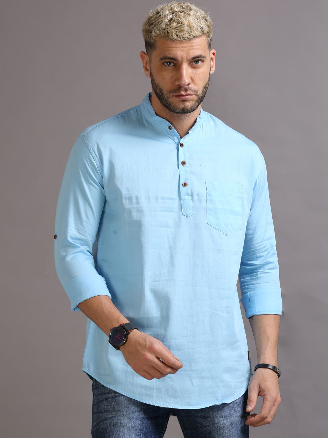 Tallwalker Mandarin Collar Short Kurta
