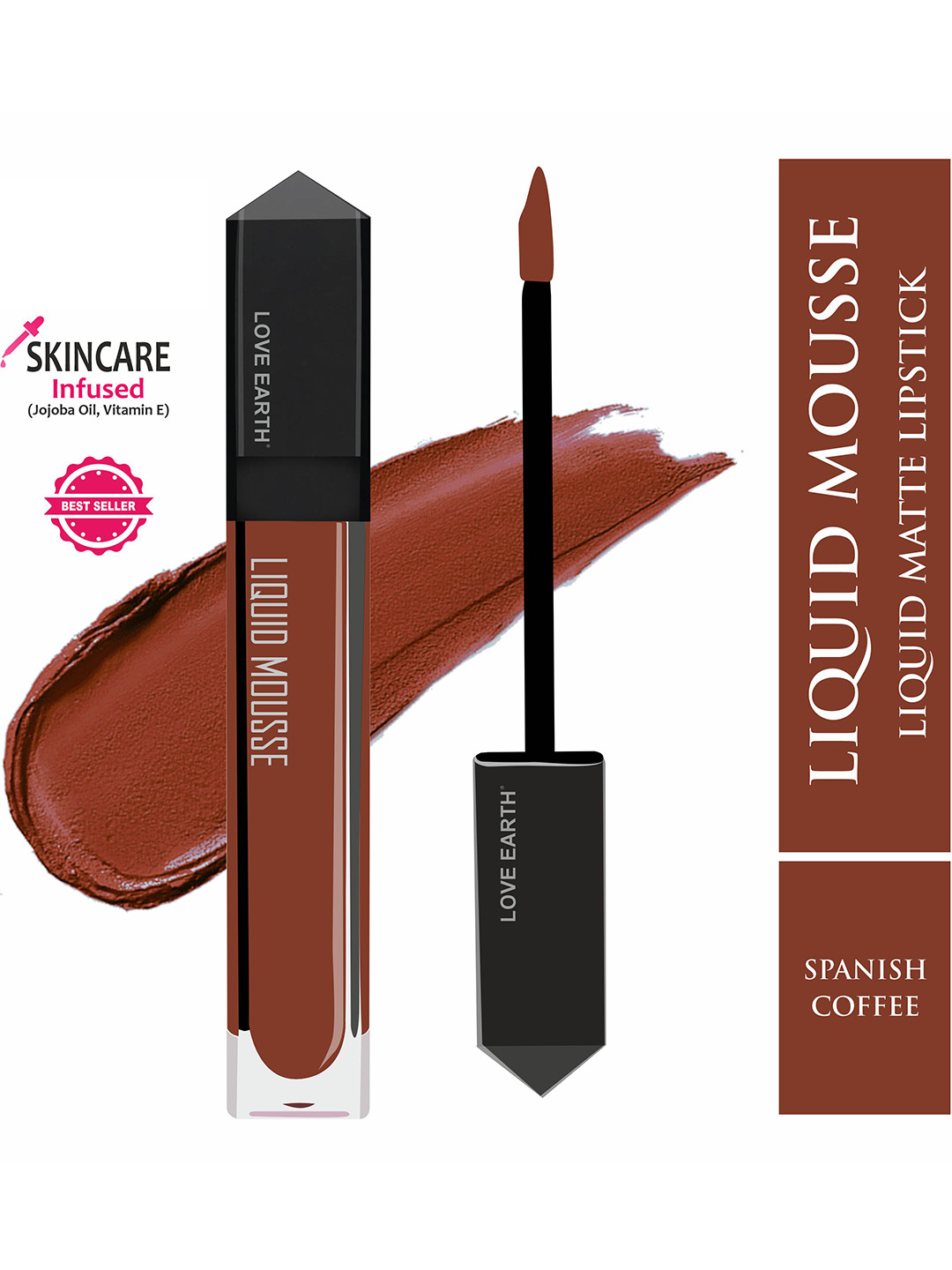 LOVE EARTH Liquid Mousse Matte Finish Lipstick - Spanish Coffee LE125