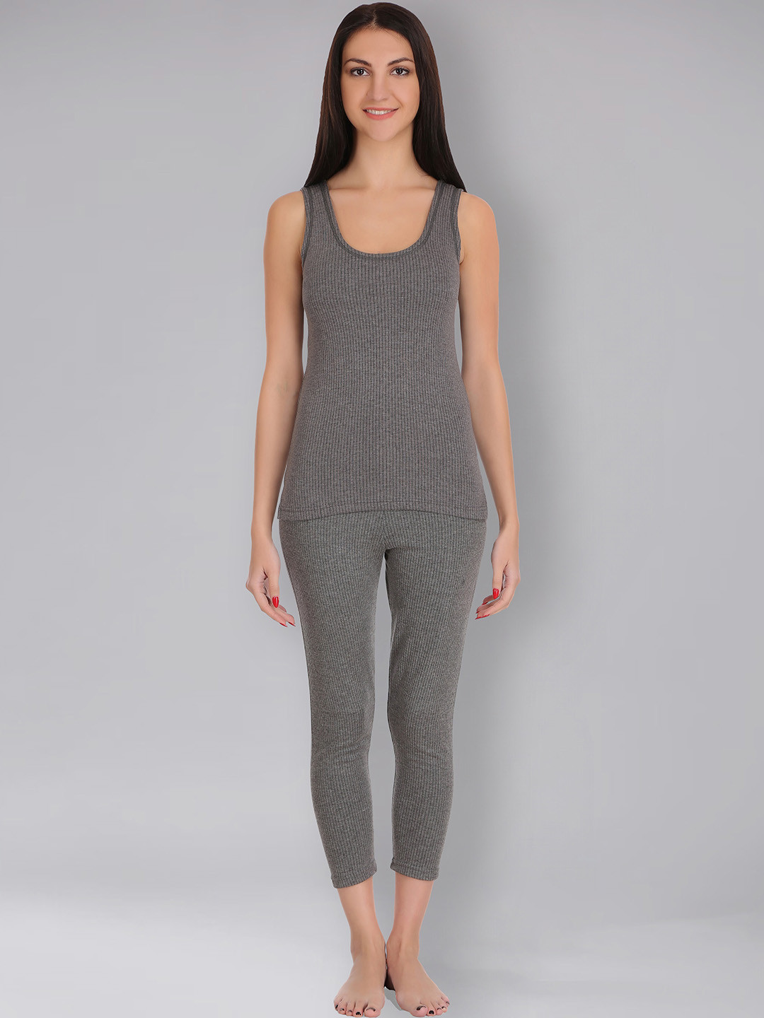 SELFCARE Soft Poly Cotton Ribbed Sleeveless Thermal Set