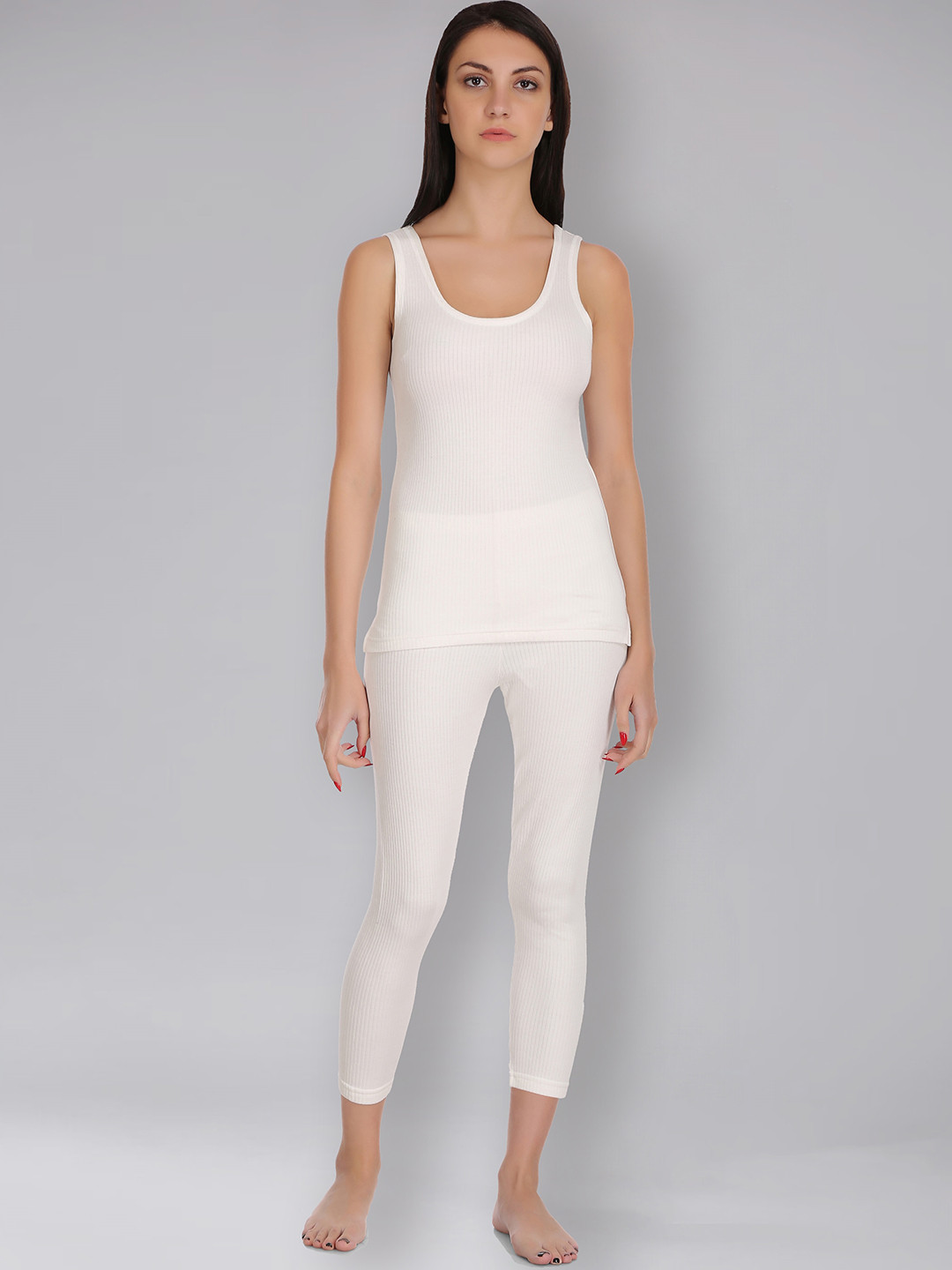 SELFCARE Soft Poly Cotton Ribbed Sleeveless Thermal Set