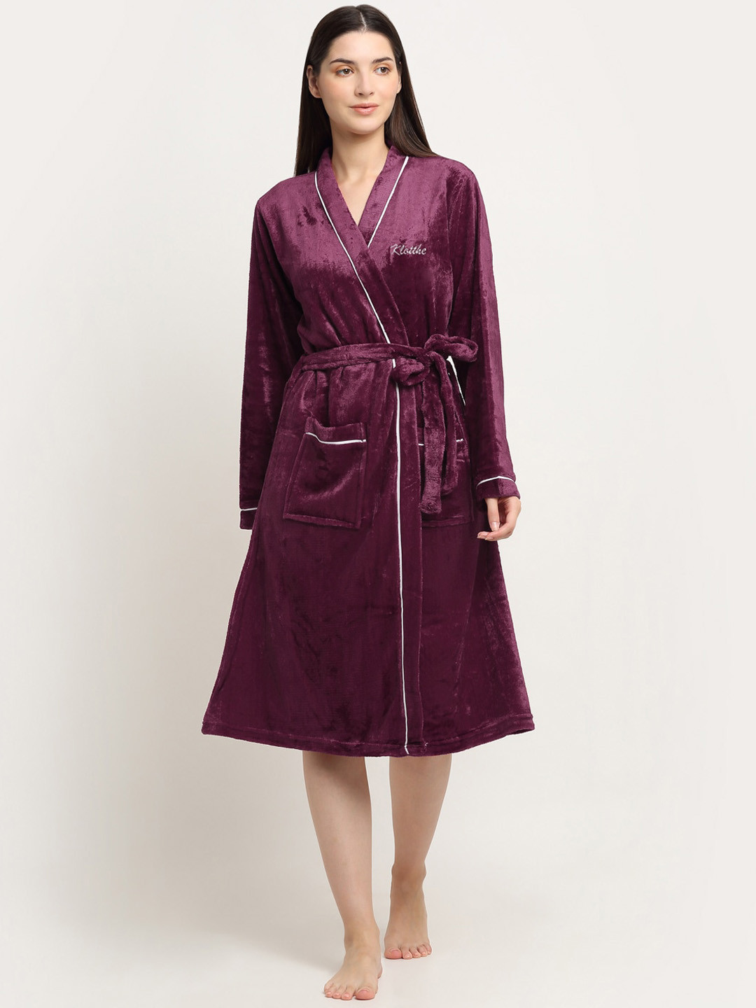 KLOTTHE Wool Bath Robe with Belt