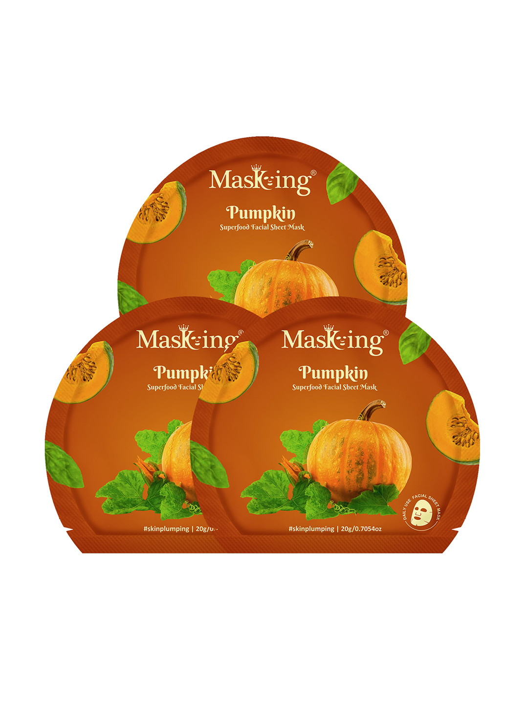 MasKing Set Of 3 Superfood Facial Sheet Masks Enriched With Pumpkin