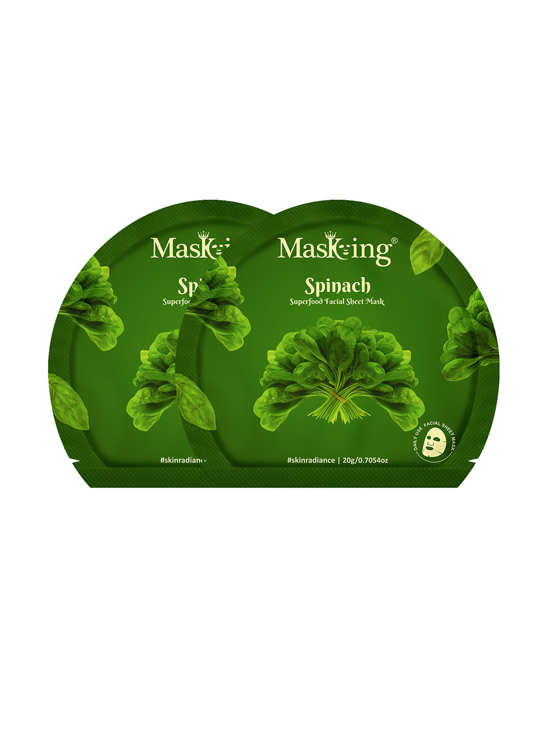 MasKing Set of 2 Spinach Superfood Facial Sheet Mask - 20 g each