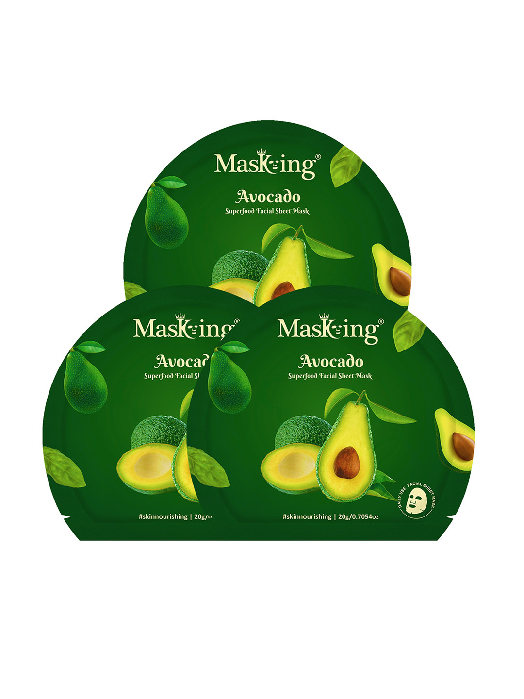 MasKing Avocado Set Of 3 Superfood Facial Sheet Masks -20g Each