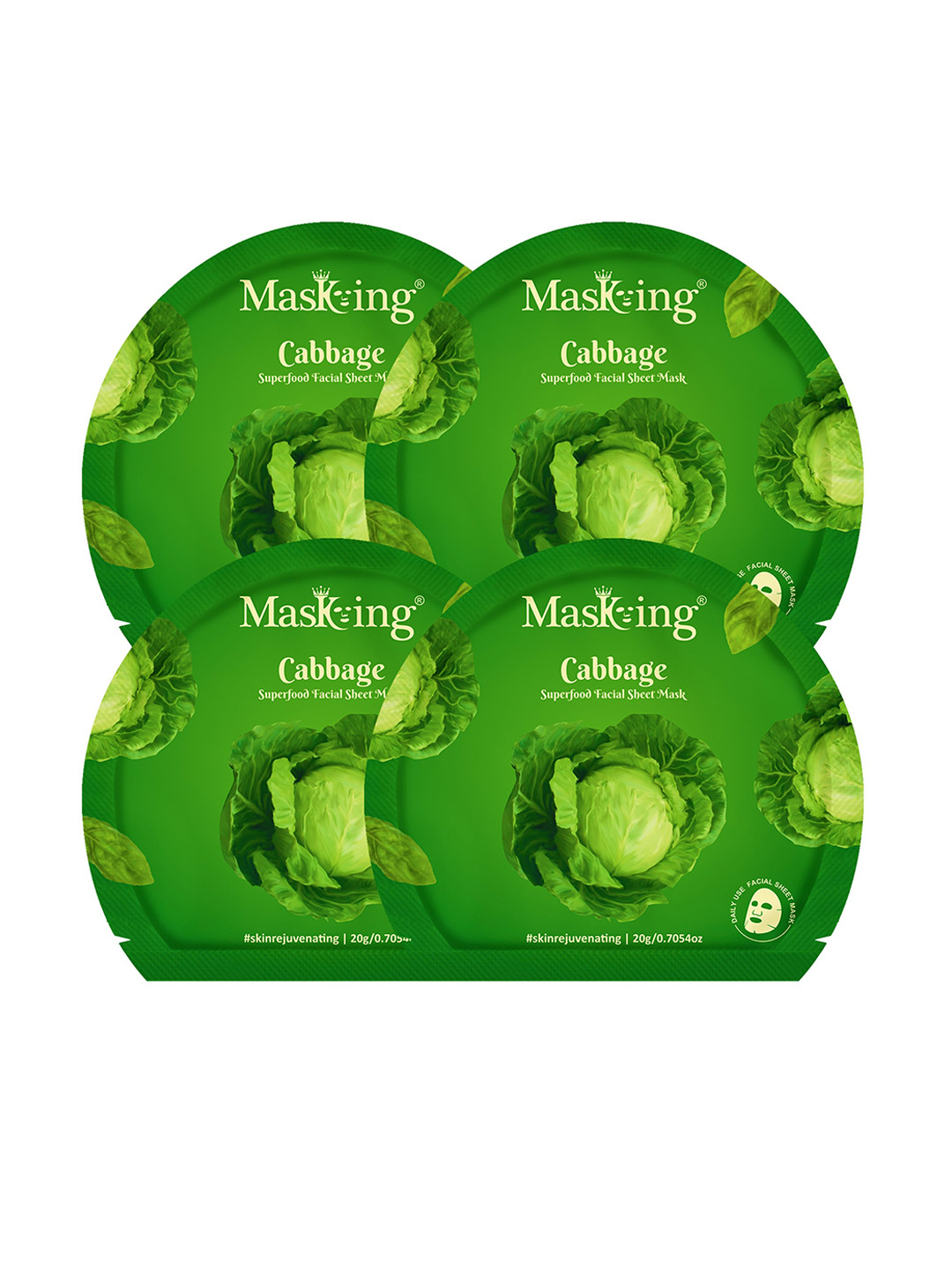 Masking Pack of 4 Cabbage Superfood Facial Sheet Masks