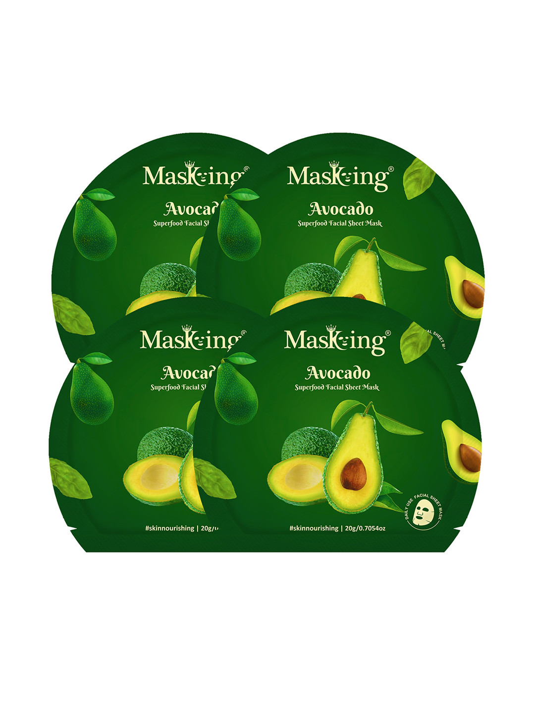 MasKing Pack Of 4 Superfood Facial Sheet Masks For Women Enriched with Avocado