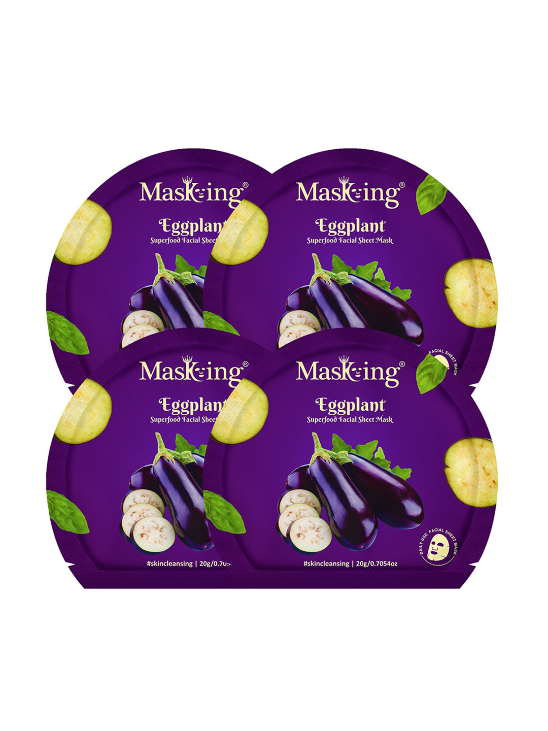 MasKing Set of 4 Eggplant Superfood Facial Sheet Mask - 20 g each