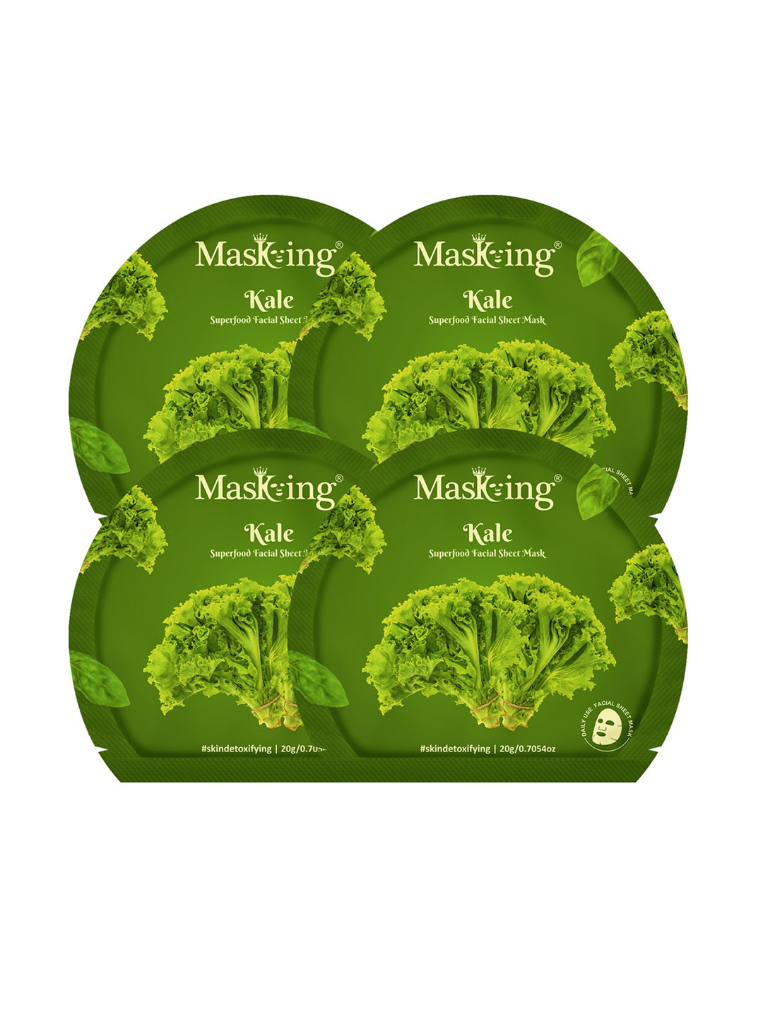 Masking Pack of 4 Superfood Kale Facial Sheet Masks