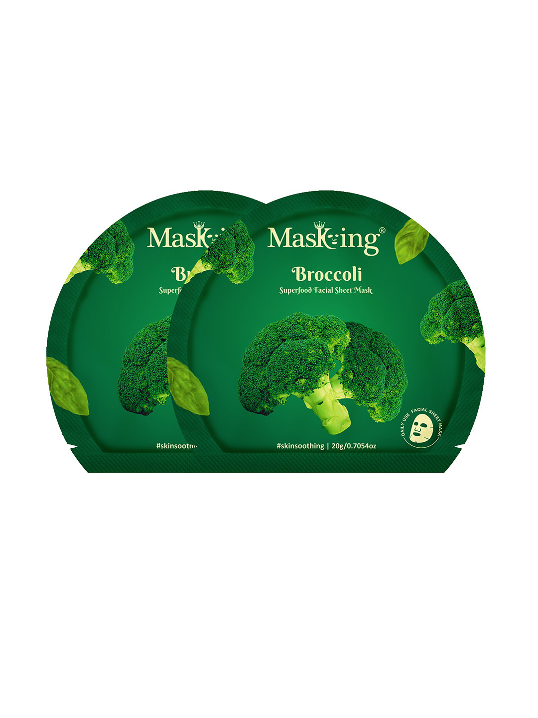 Masking Pack of 2 Broccoli Facial Sheet Masks