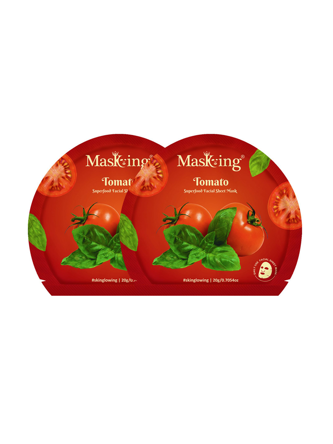 Masking Pack of 2 Tomato Facial Sheet Masks