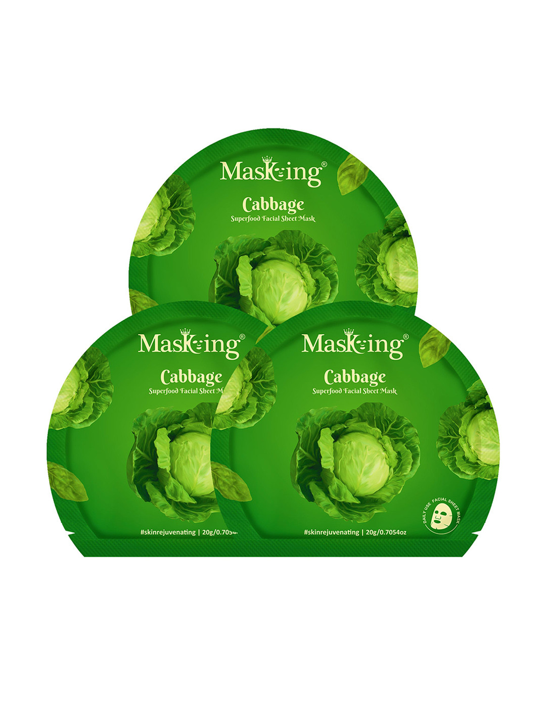 Masking Pack of 3 Cabbage Facial Sheet Masks
