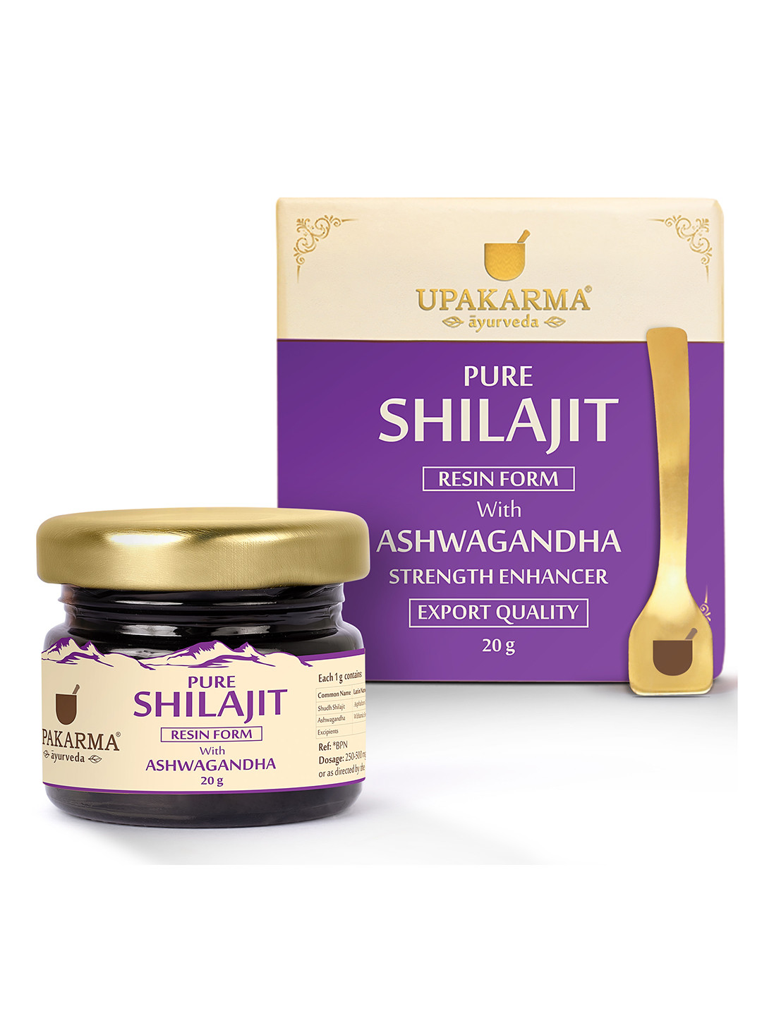 UPAKARMA Ayurveda Pure Shilajit Resin Form With Ashwagandha - 20g