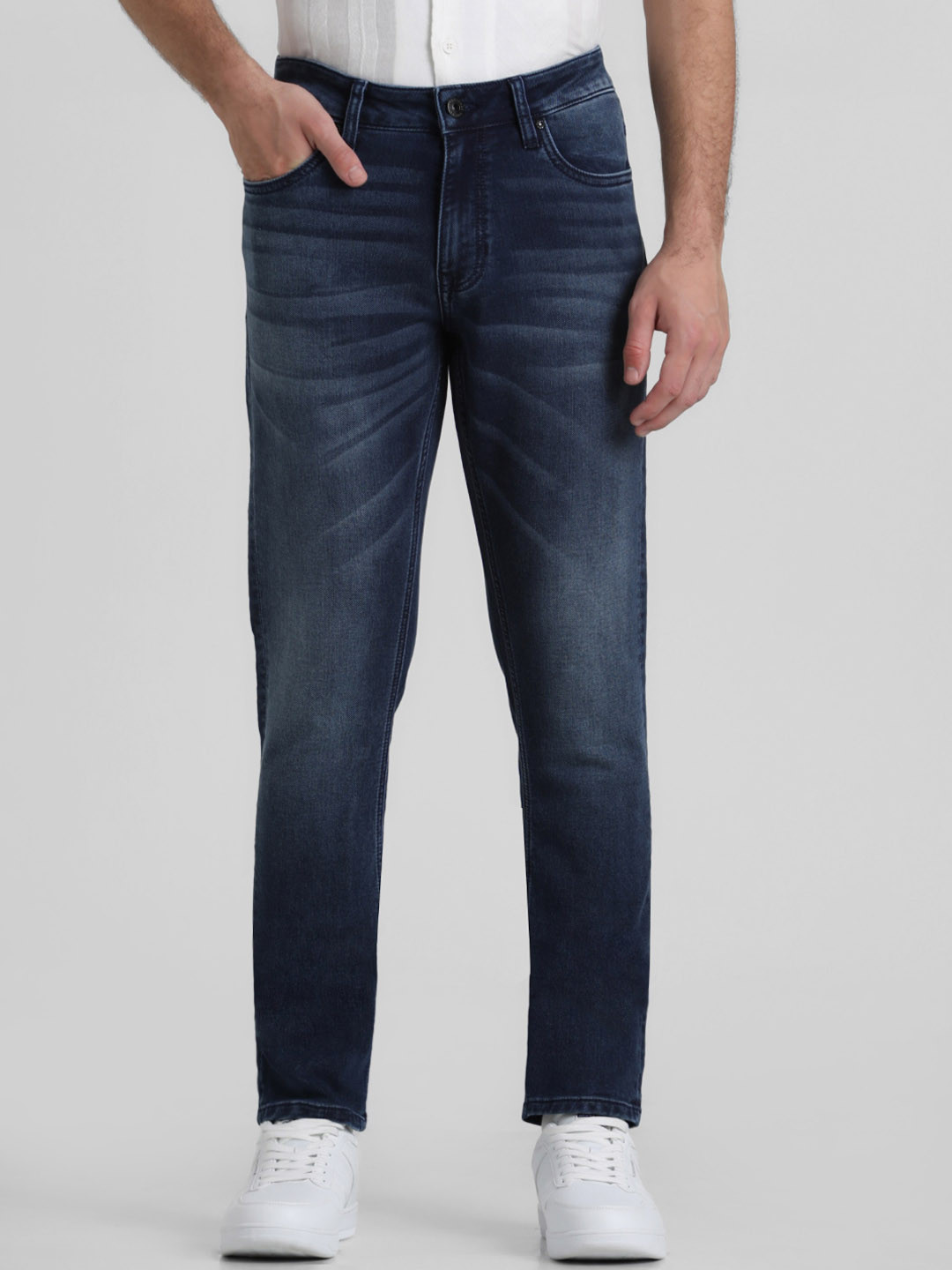 Jack & Jones Men Clark Low-Rise Heavy Fade Stretchable Jeans