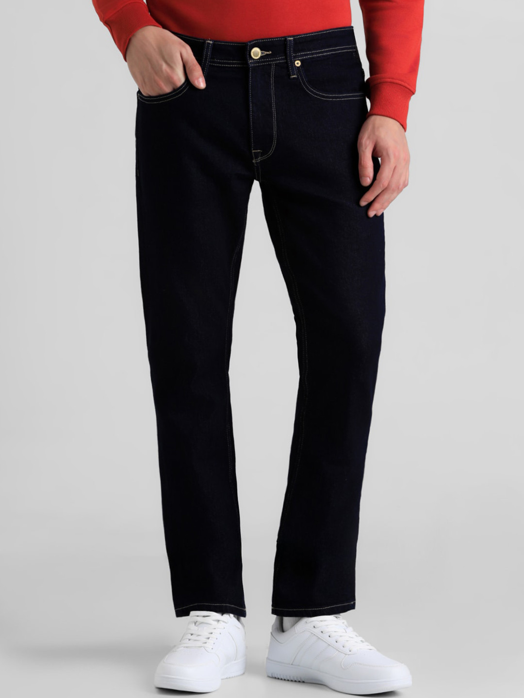 Jack & Jones Men Clark Mid-Rise Clean Look Stretchable Jeans