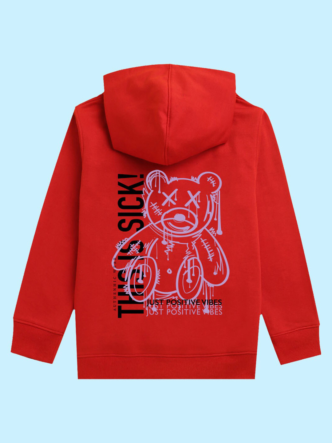 NUSYL Kids Positive Vibe Printed Hooded Pullover Sweatshirt