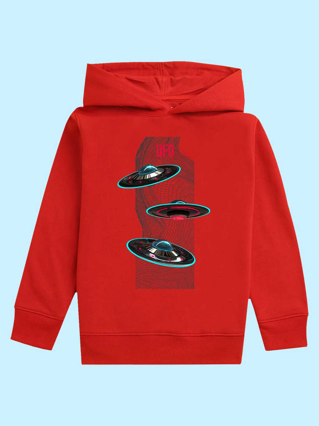 NUSYL Unisex Kids Space Printed Hooded Fleece Sweatshirt