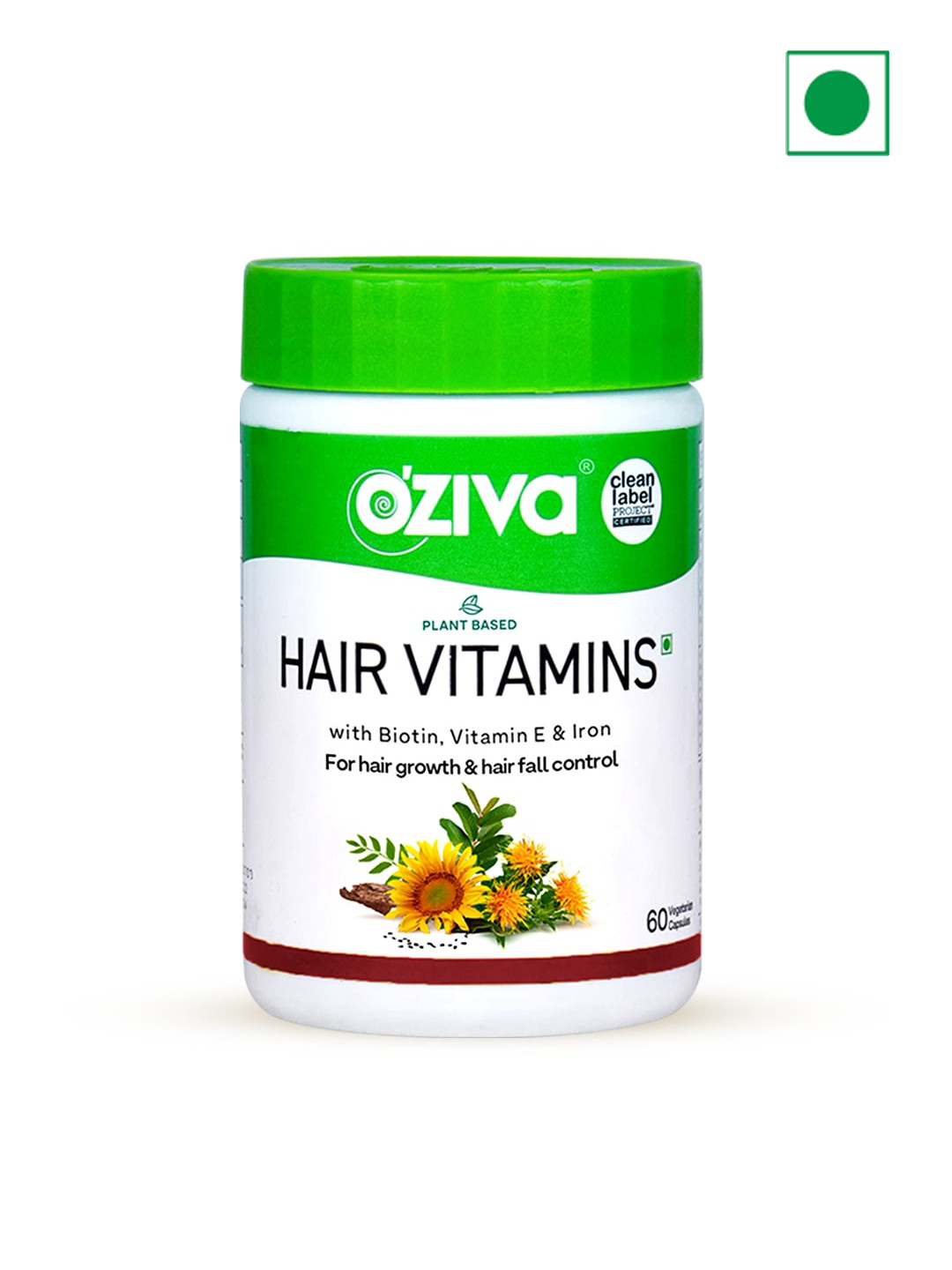 OZiva Hair Vitamin Capsules for Hair Growth & Hair Fall Control 100% Natural - 60 Caps