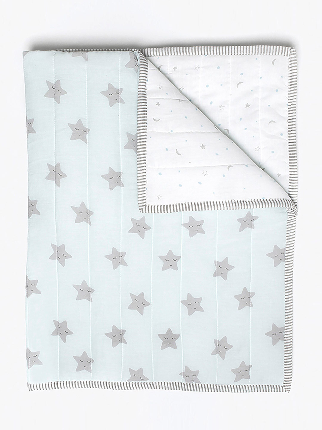 Masilo Boys Sleepy Star Blue & Grey Printed AC Room Single Bed Quilt