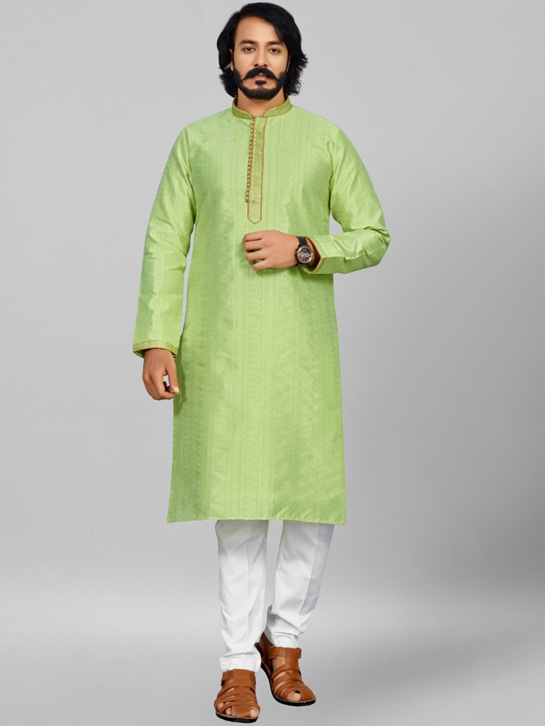 COCOI LIFESTYLE  Woven Design Pure Cotton Kurta With Pyjamas
