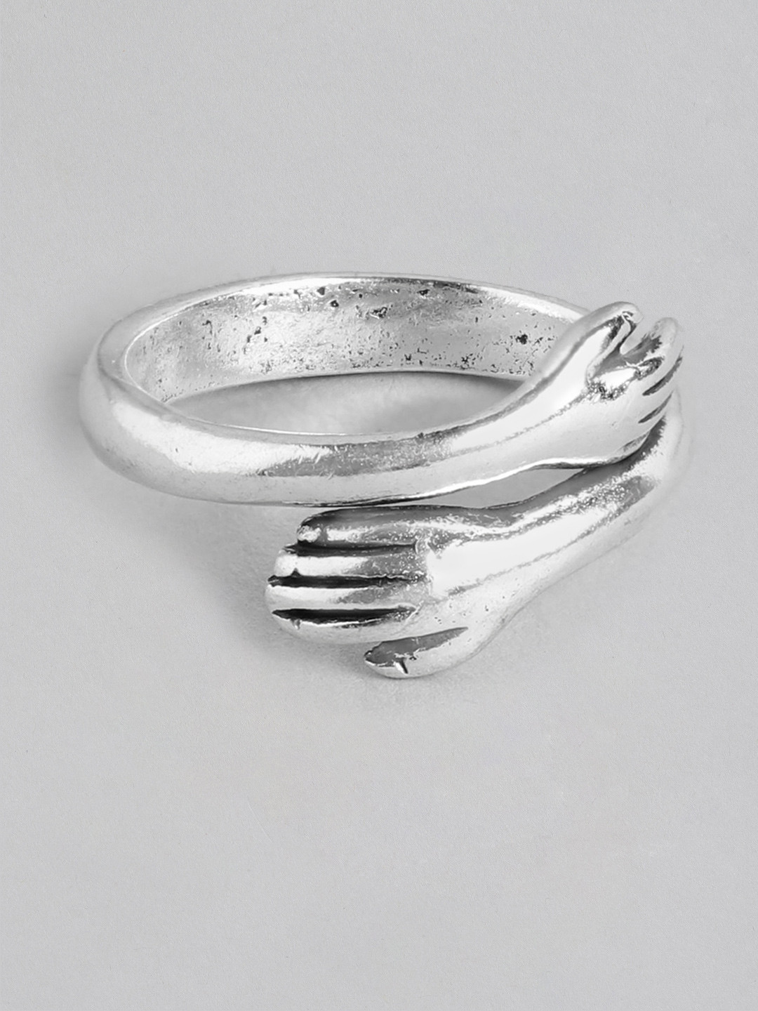 PARIS HAMILTON Unisex Hug Silver-Plated Stainless Steel Finger Ring
