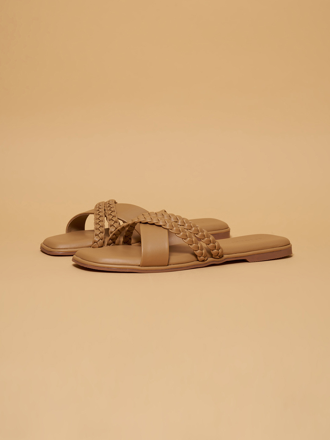 ERIDANI Remy Braided Open Toe Flats