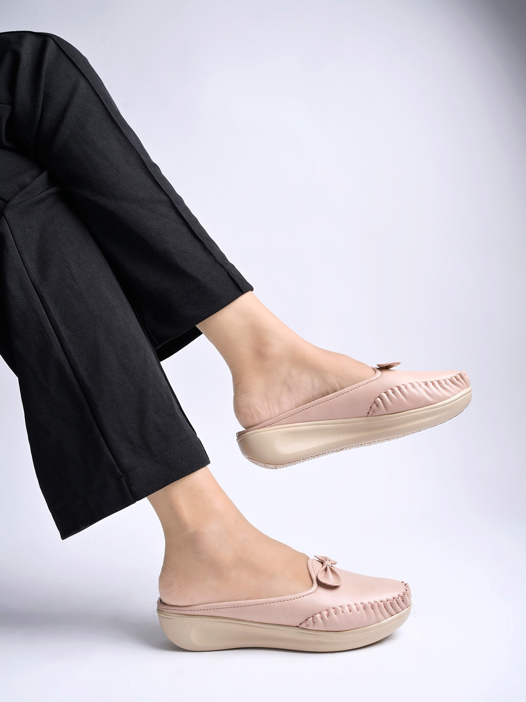 Shoetopia Girls Lightweight Slip-On Loafers With Bows