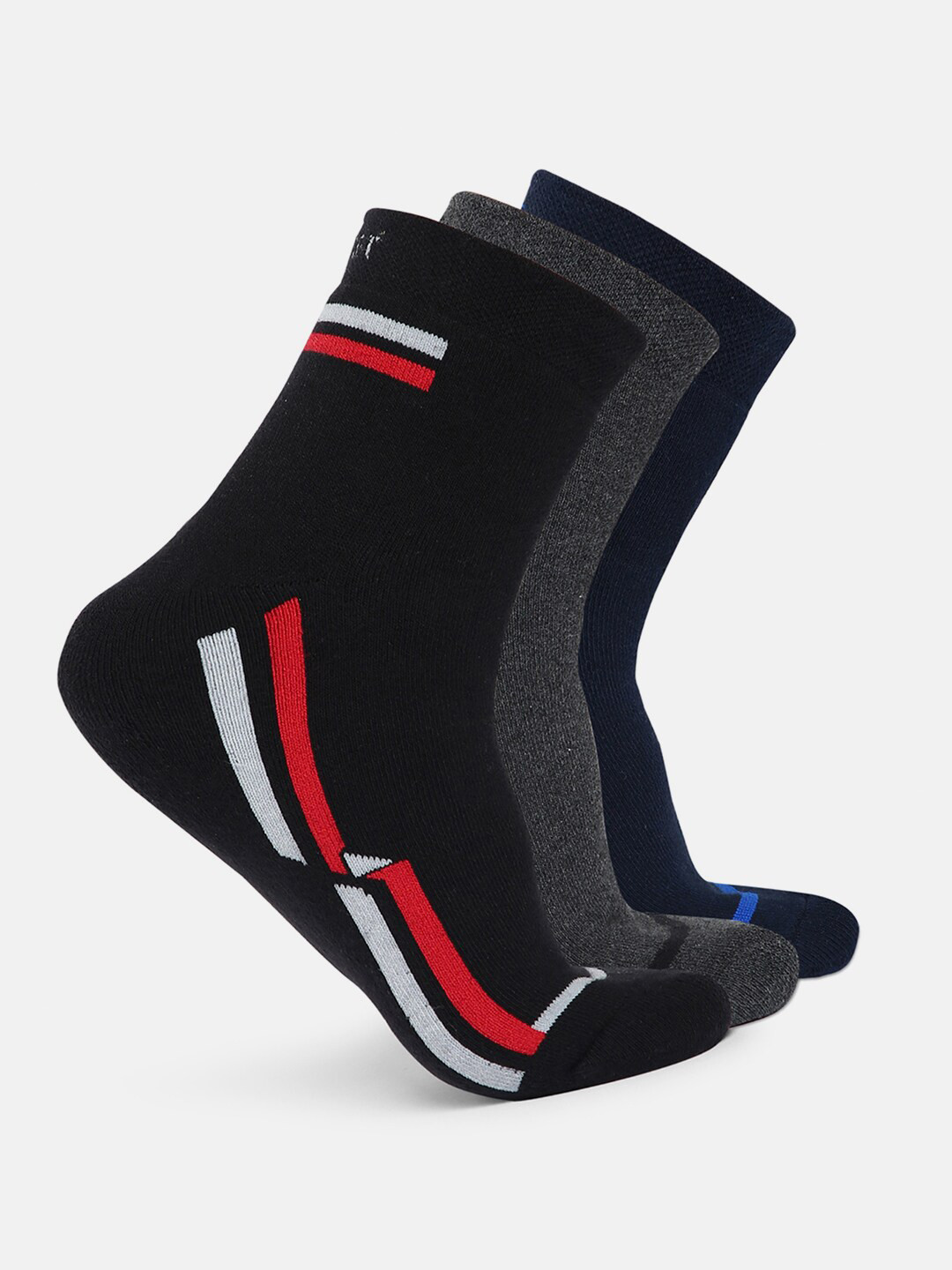 CRUSSET Men Pack Of 3 Assorted Cotton Above Ankle-Length Socks