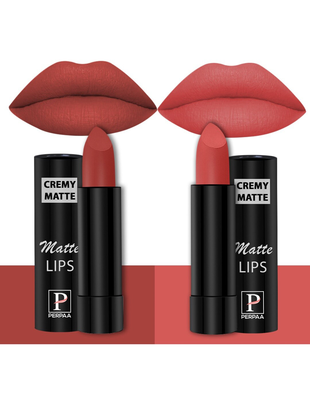 PERPAA Set of 2 Creamy Matte Long Stay Intense Lipstick - Red Bloom 55 & Velvet Orange 93