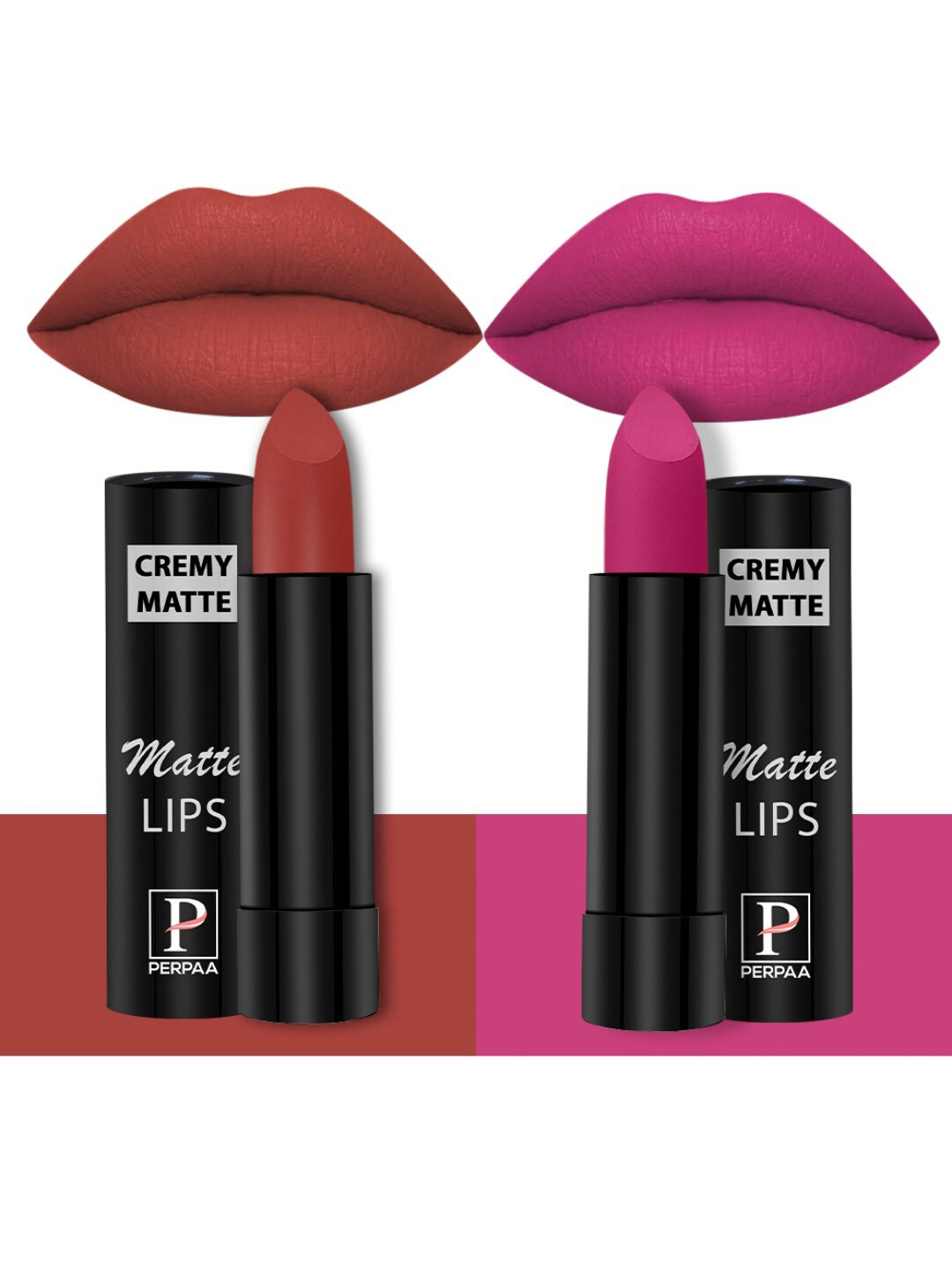 PERPAA 2 Creamy Long Lasting Bullet Matte Lipstick - 3.5gmEach - Red bloom55-Pink berry71