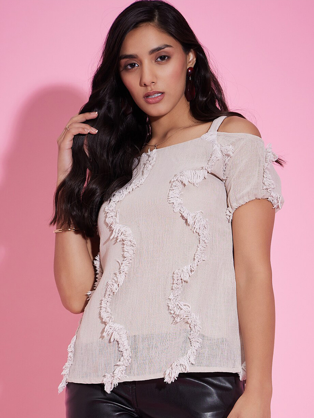 DressBerry Self Design Cold Shoulder Top