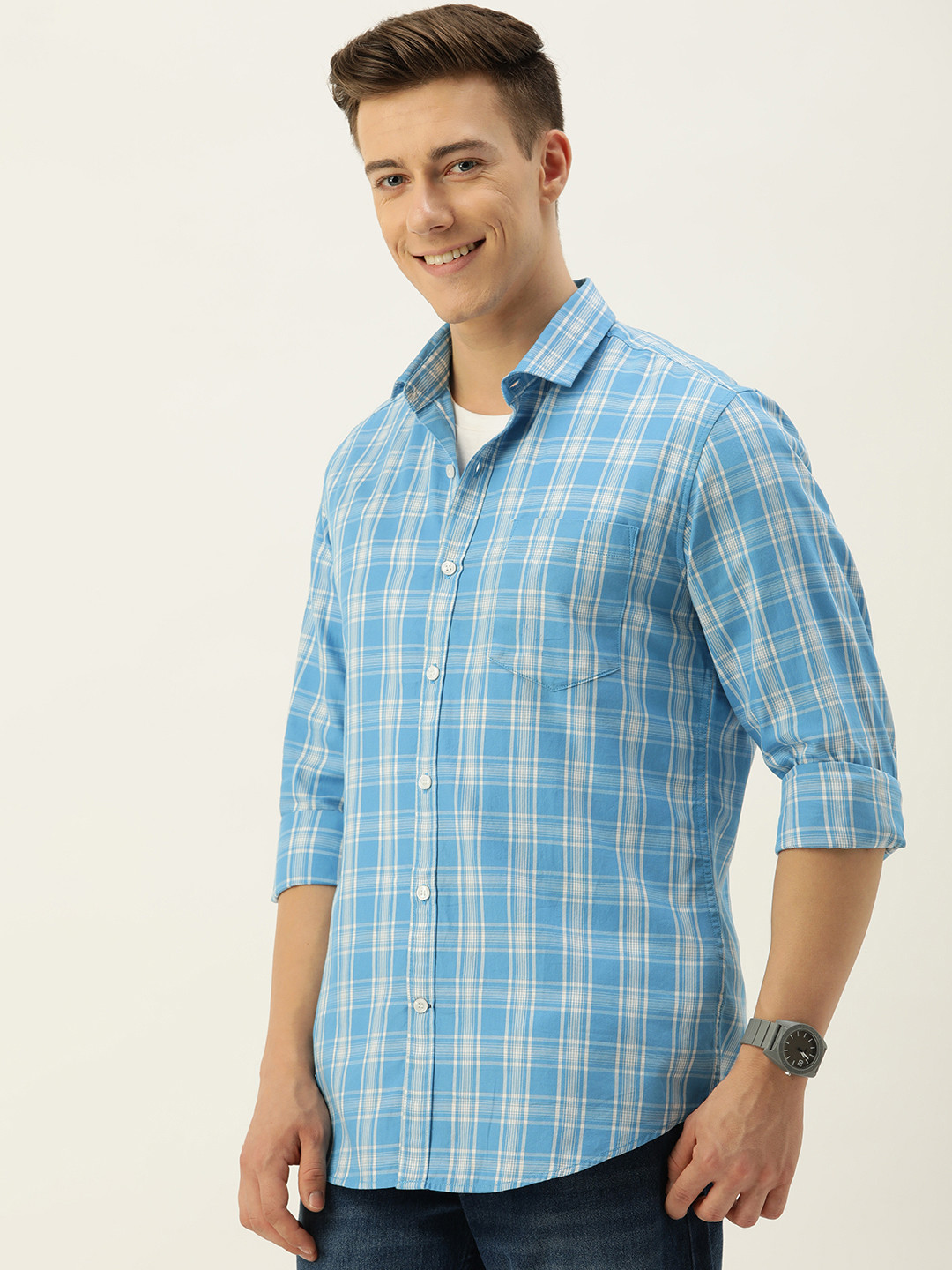 Mast & Harbour Men Standard Checked Casual Cotton Shirt