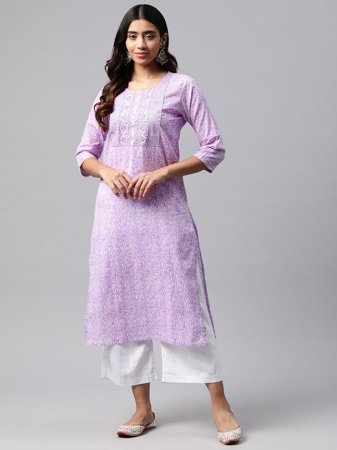 Readiprint Ethnic Motifs Printed Sequinned Pure Cotton Kurta