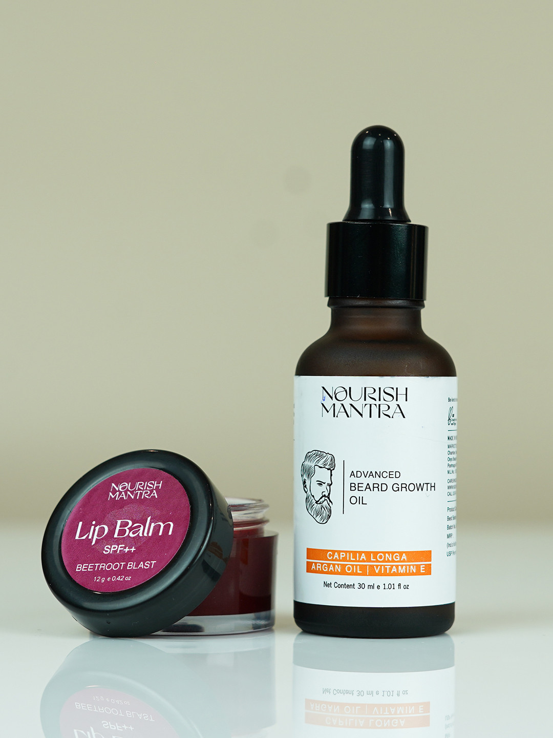 Nourish Mantra Advanced Beard Growth Oil 30ml & Beetroot Blast Lip Balm 12g