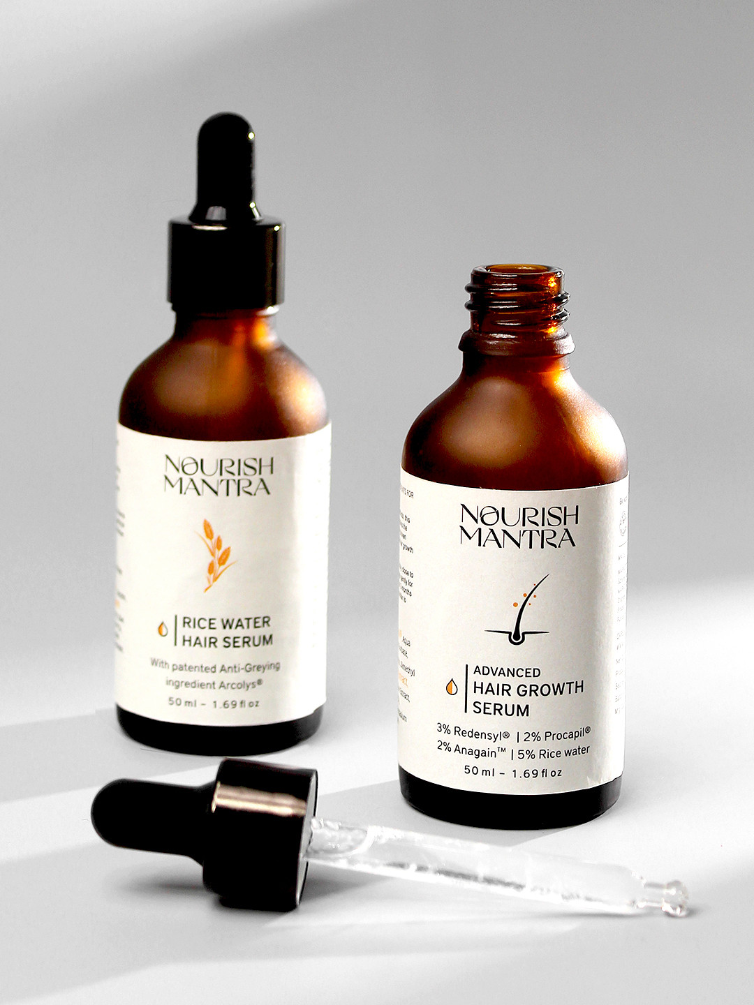 Nourish Mantra Set of Rice Water Hair Serum & Advanced Hair Growth Serum - 50 ml each