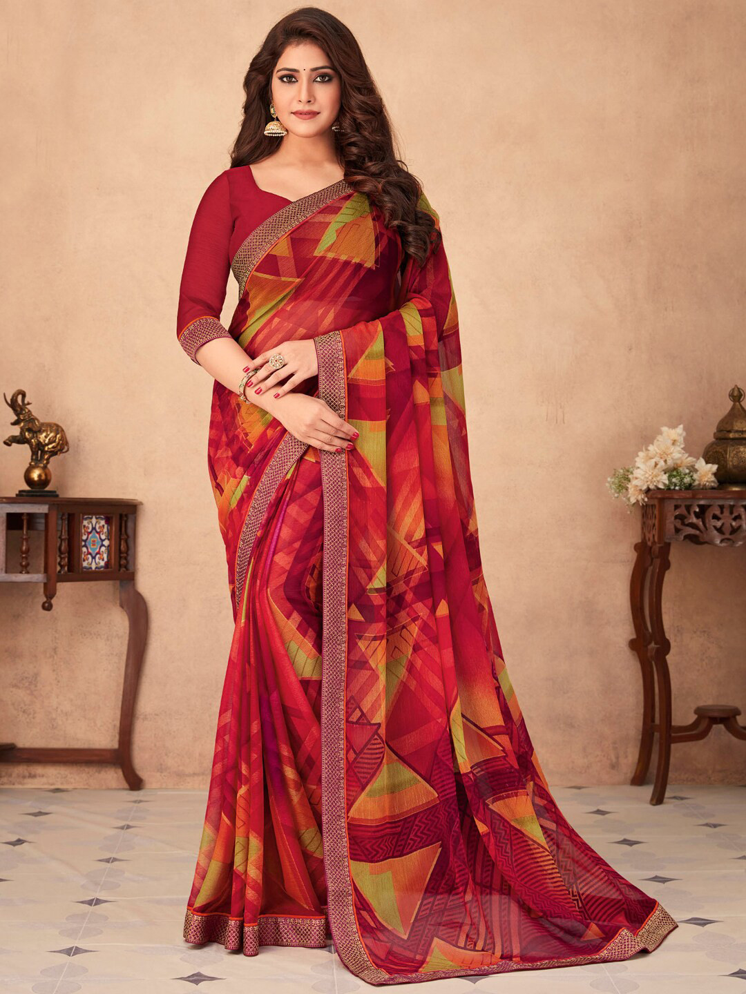 Anouk Rustic Abstract Printed Bagru Saree