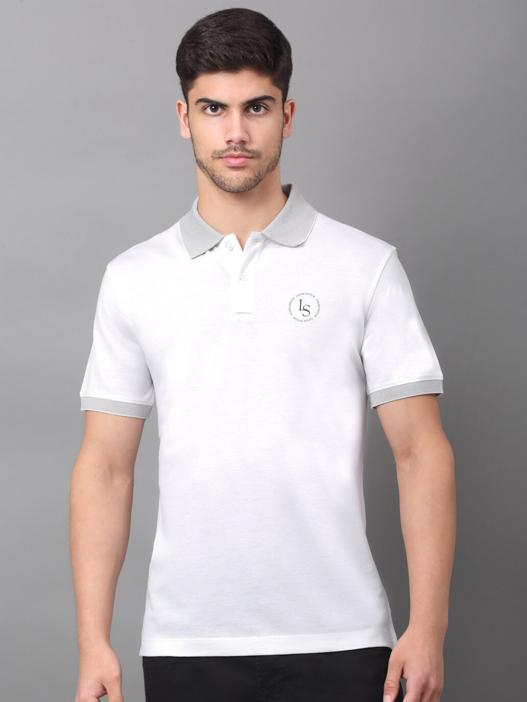 LOUIS STITCH Slim Fit Polo Collar Stretchex T-shirt With Eyeglass Holder