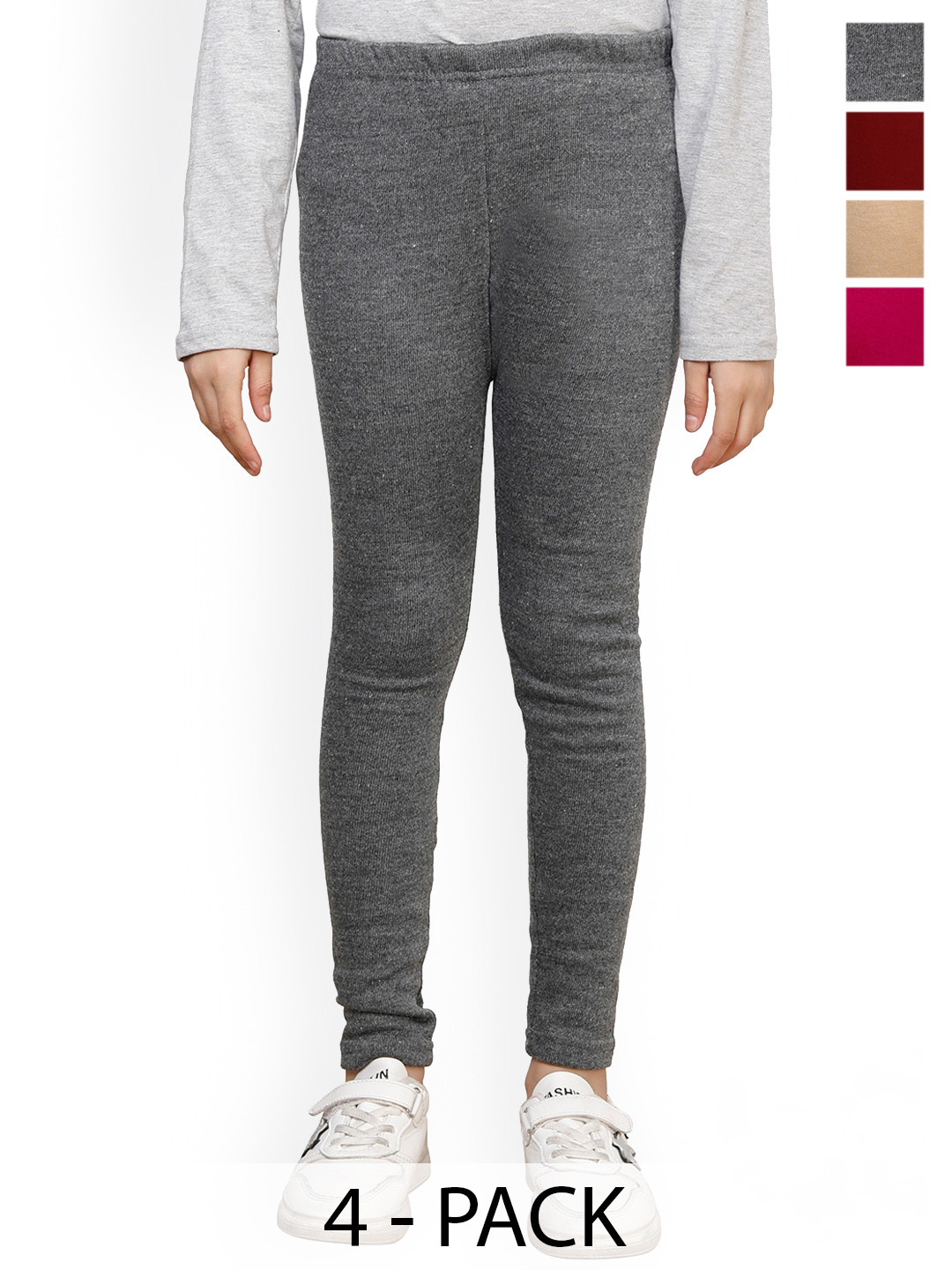 BAESD Girls Pack Of 4 Warm Woolen Ankle Length Leggings
