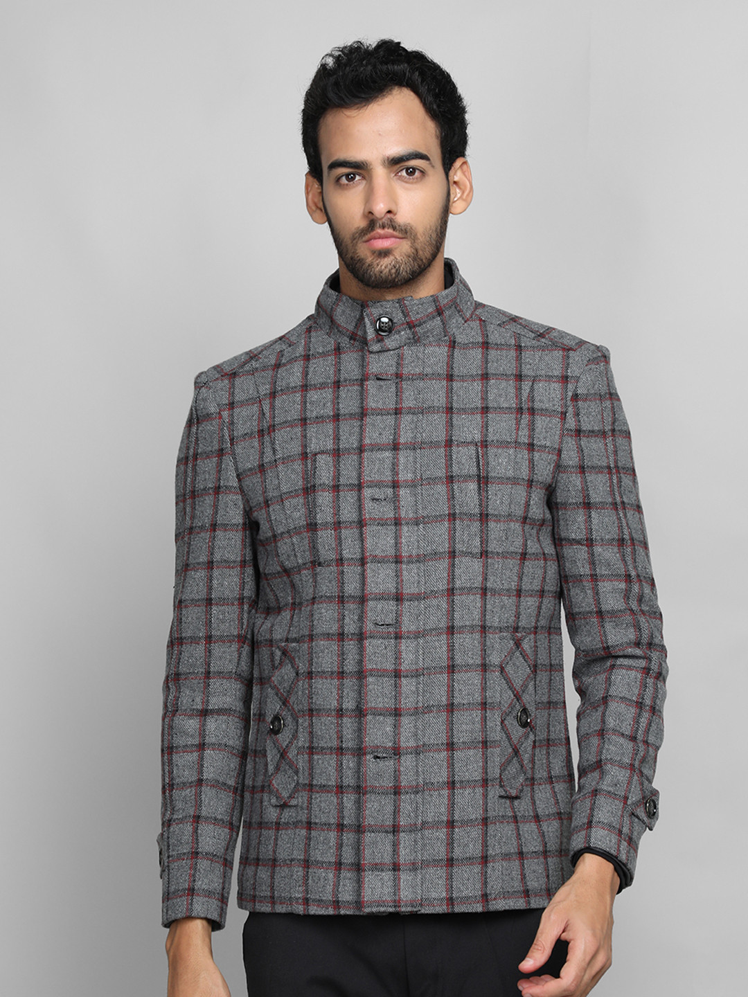 Dlanxa Checked Single Breasted Tweed Overcoat