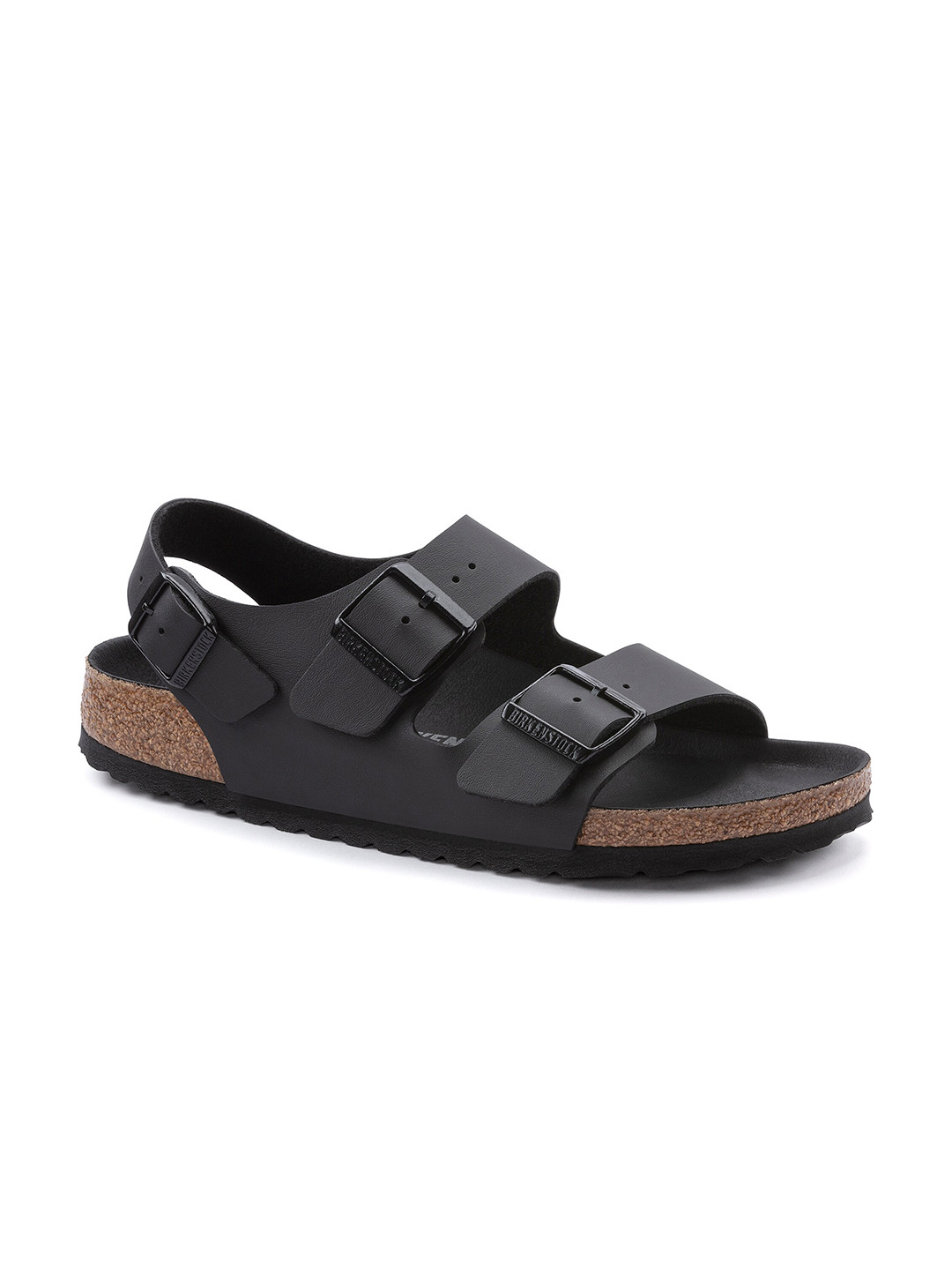 Birkenstock Milano Bs Triples Black Narrow Width Birko-Flor With An Ankle Strap