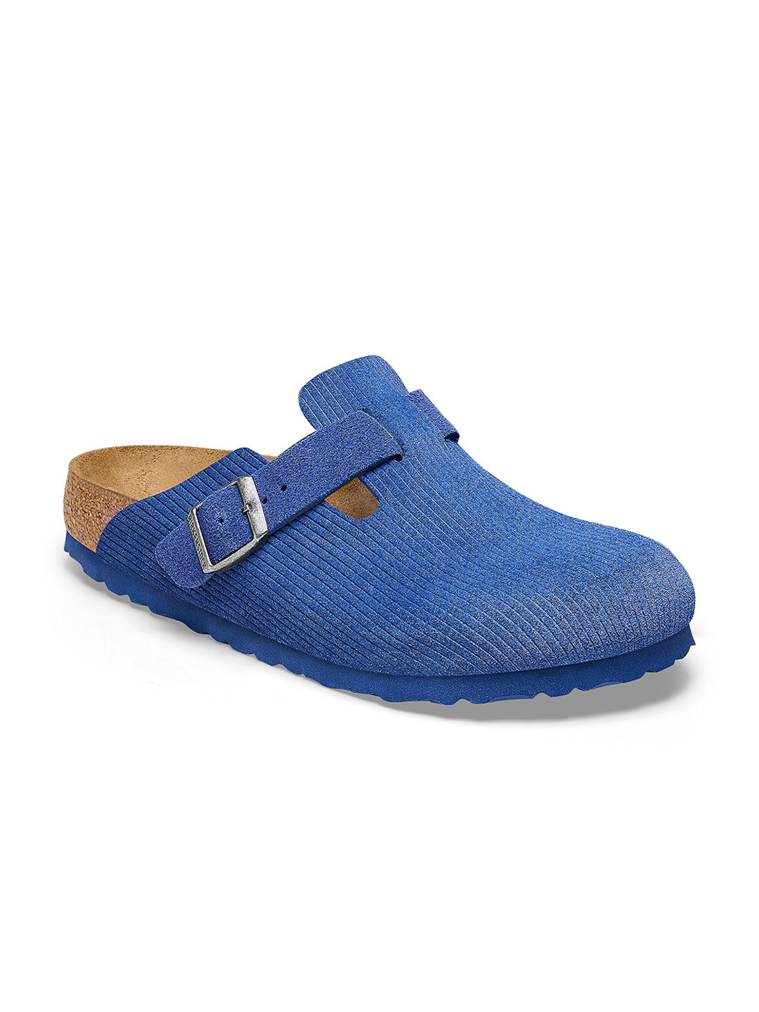 Birkenstock Boston Corduroy Indigo Regular Width Suede Embossed Clogs