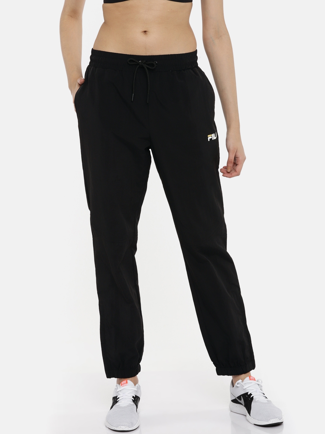 Buy FILA Women Black Solid Joggers - Track Pants for Women 2458404