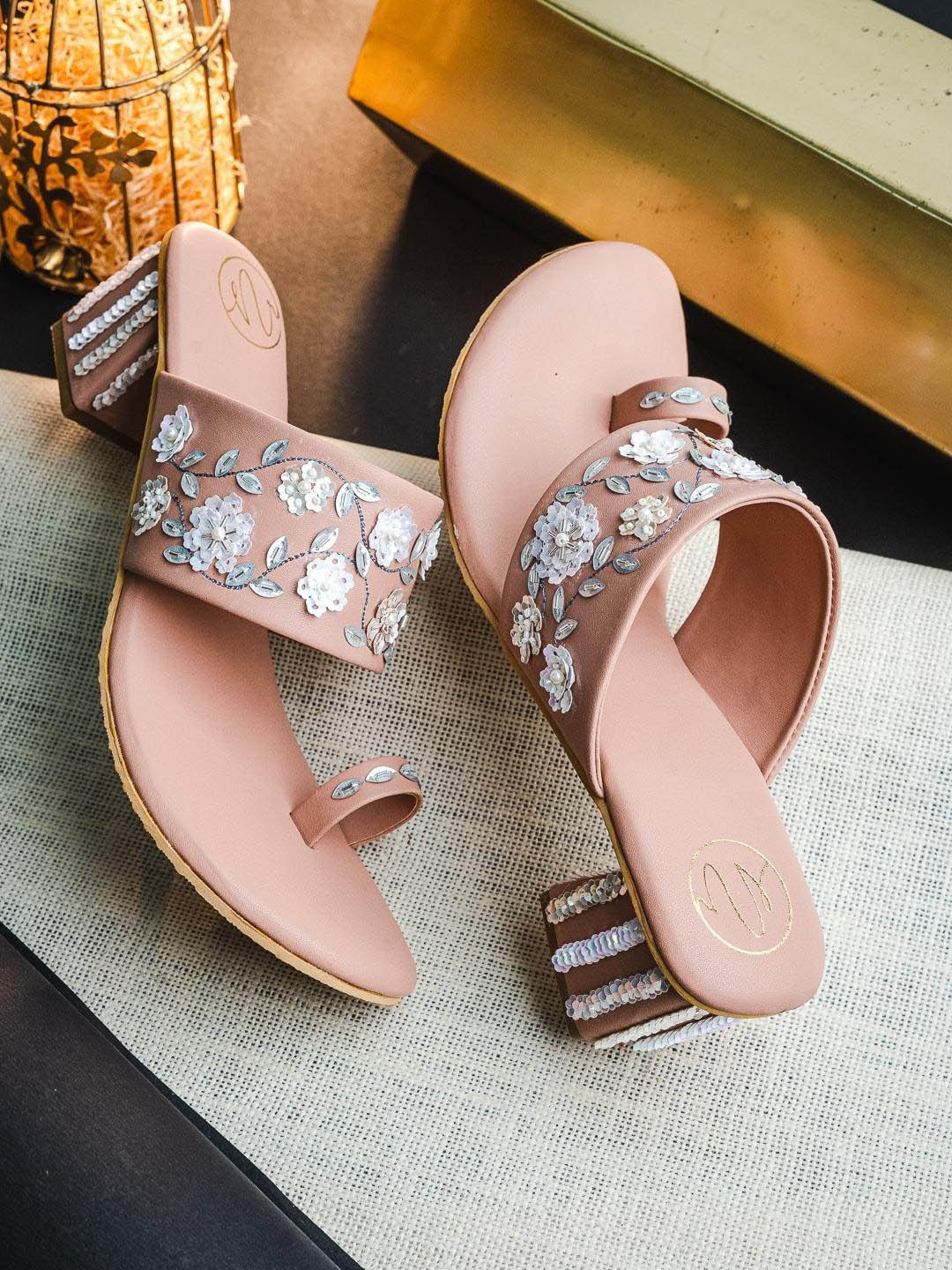 NR By Nidhi Rathi Embellished One-Toe Block Heels