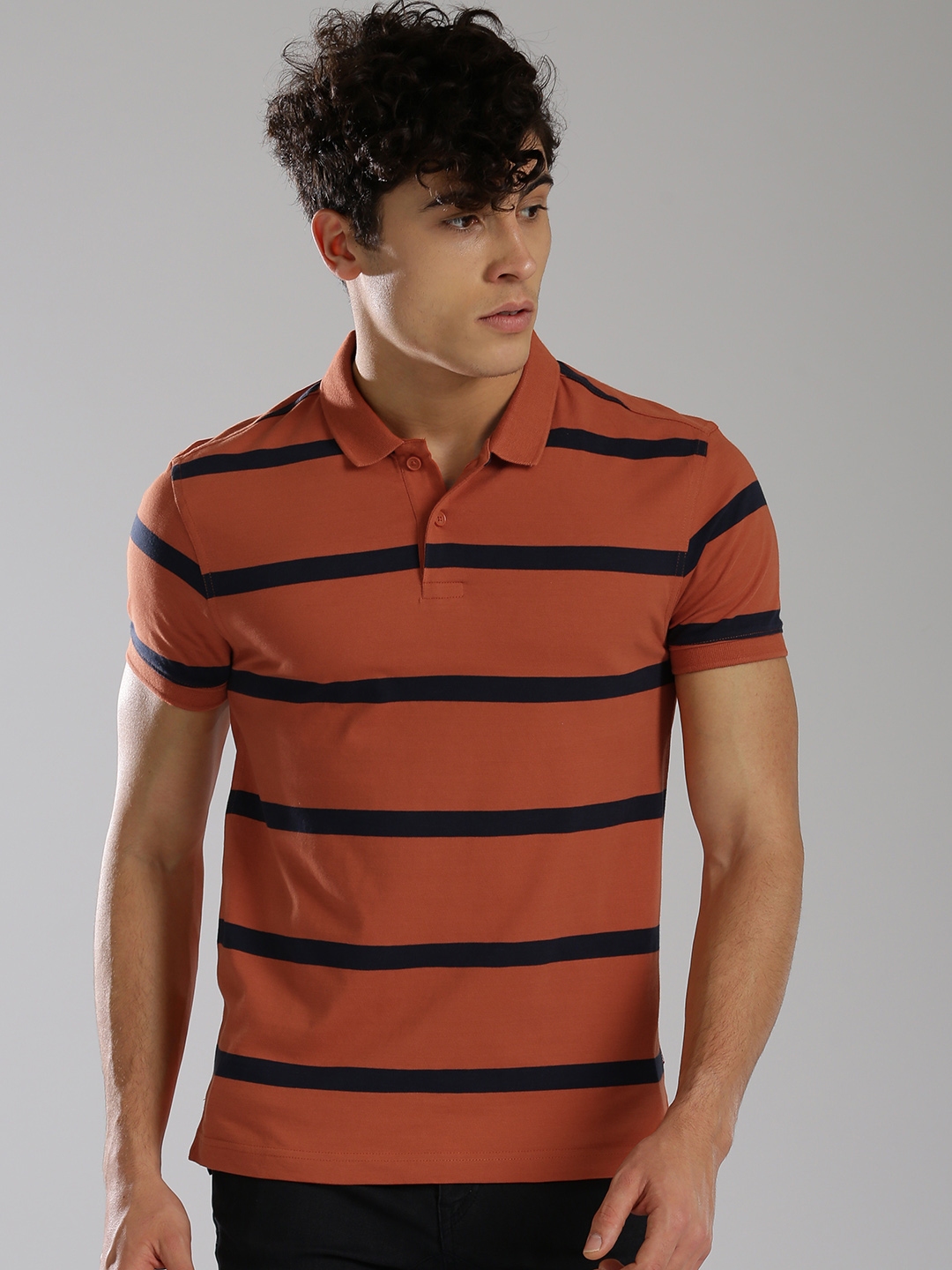 Buy Levis Men Rust Orange & Black Striped Polo Collar T Shirt - Tshirts for  Men 2458478 | Myntra