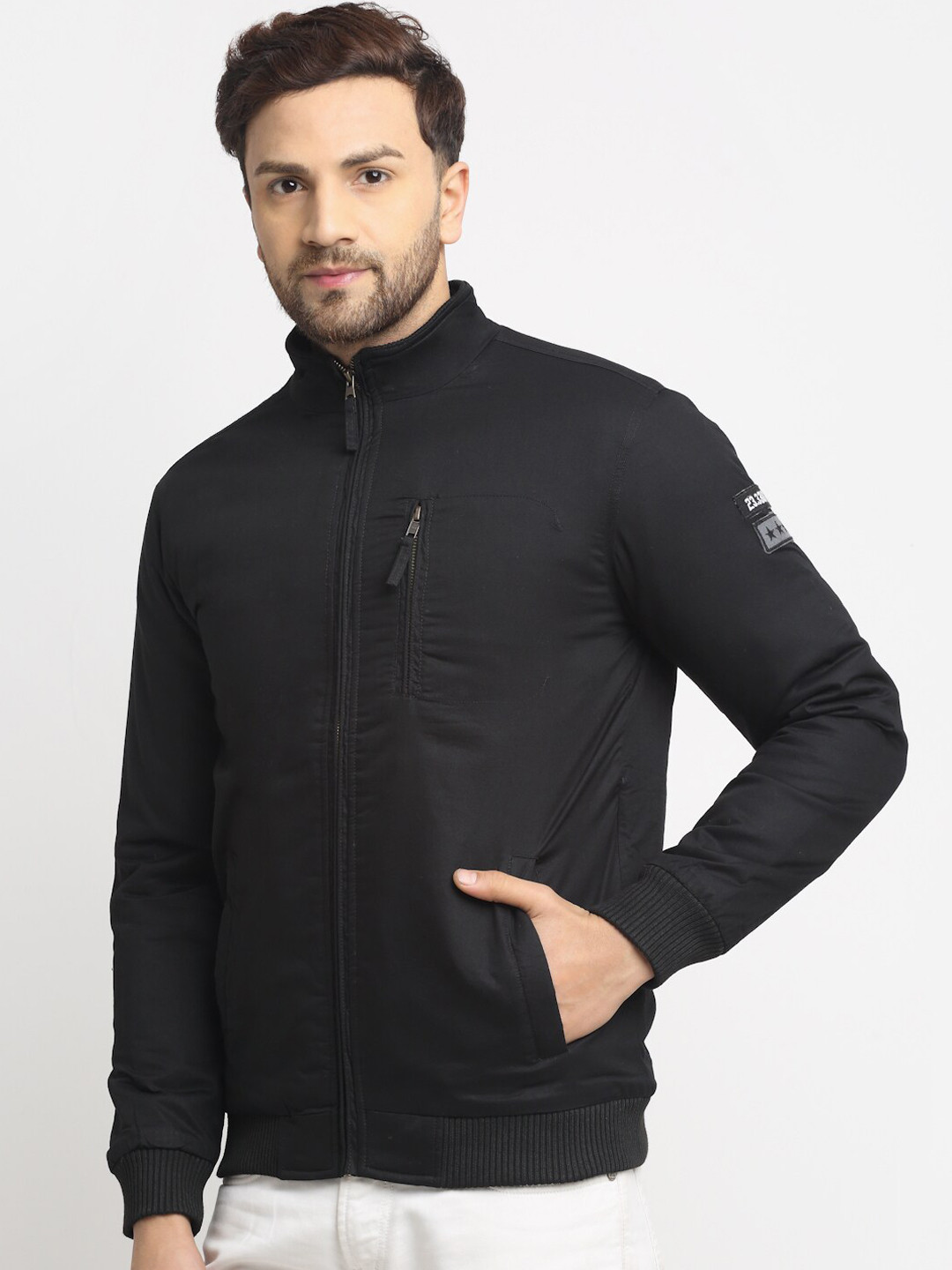 HOUSE OF VEDAS Men Black Lightweight Outdoor Sporty Jacket